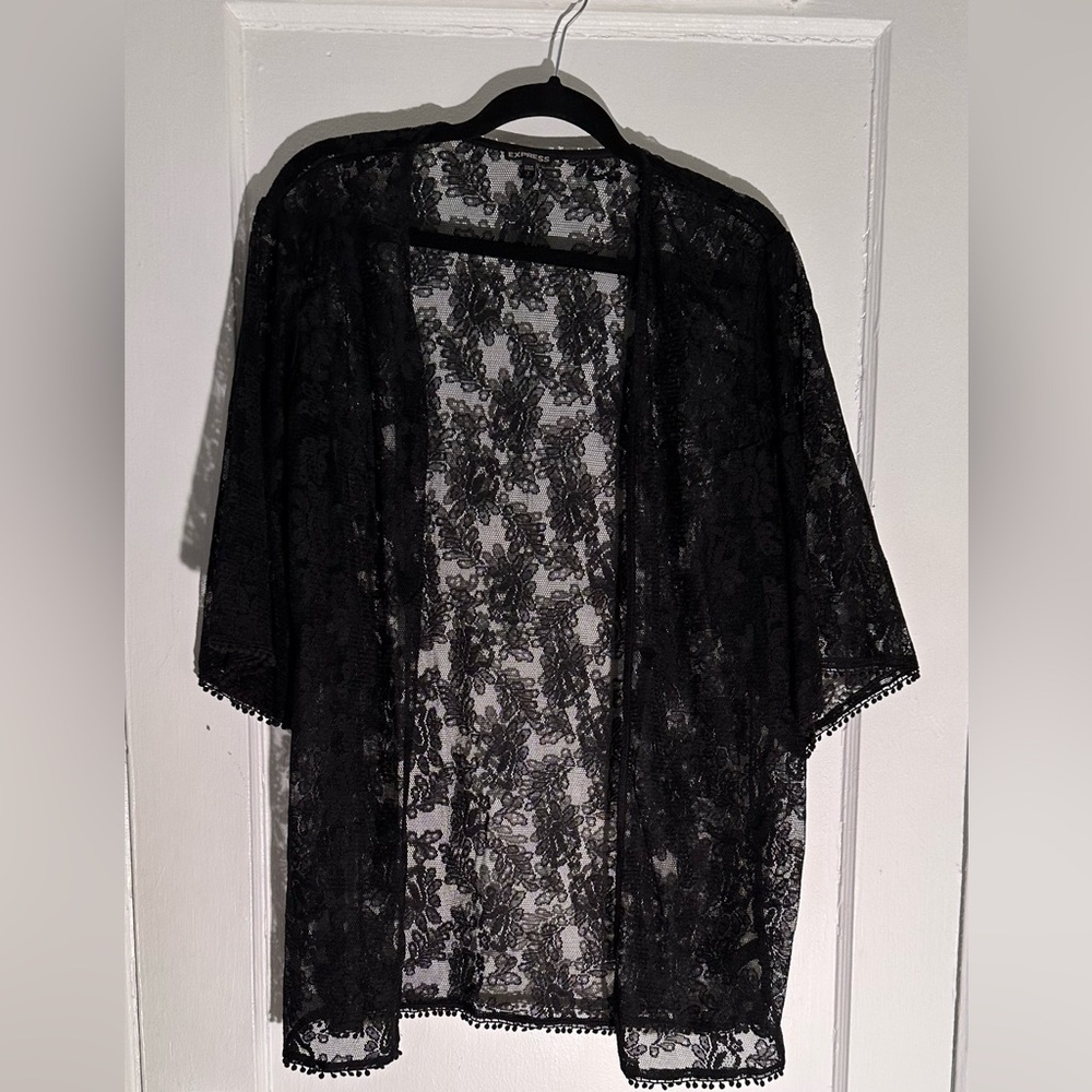 Express black lace cover up/ cardigan. Size S